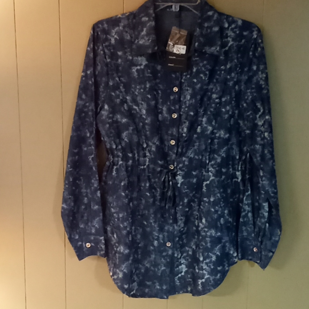 Ladies Fashion Drawstring Denim Shirt